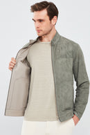 Rakitic Men's Green Double Sided Suede Leather Coat | Derimod