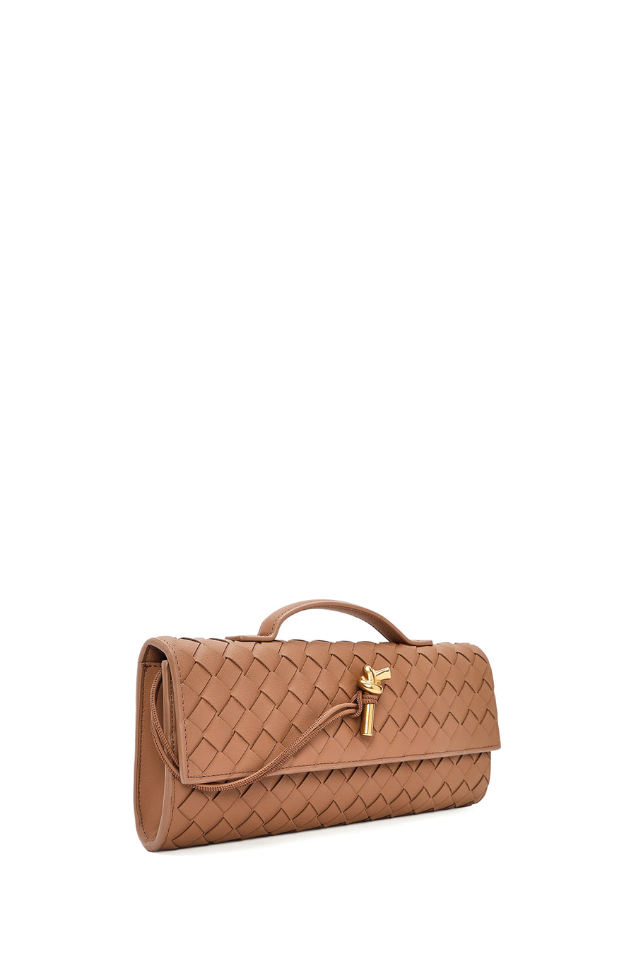 Women's Brown Braided Mini Clutch Bag