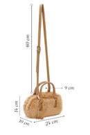 Women's Beige Long Strap Accessory Detailed Plush Mini Handbag | Derimod