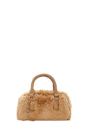 Women's Beige Long Strap Accessory Detailed Plush Mini Handbag | Derimod