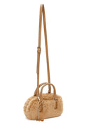 Women's Beige Long Strap Accessory Detailed Plush Mini Handbag | Derimod