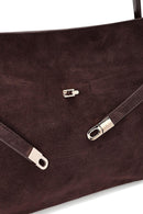 Women's Brown Long Strap Suede Leather Classic Shoulder Bag | Derimod