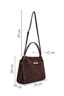 Women's Brown Long Strap Suede Leather Classic Shoulder Bag | Derimod