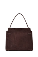 Women's Brown Long Strap Suede Leather Classic Shoulder Bag | Derimod