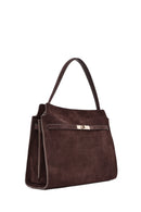 Women's Brown Long Strap Suede Leather Classic Shoulder Bag | Derimod