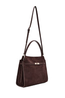 Women's Brown Long Strap Suede Leather Classic Shoulder Bag | Derimod