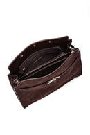 Women's Brown Long Strap Suede Leather Classic Shoulder Bag | Derimod