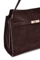 Women's Brown Long Strap Suede Leather Classic Shoulder Bag | Derimod