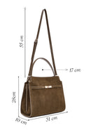 Women's Khaki Long Strap Suede Leather Classic Shoulder Bag | Derimod