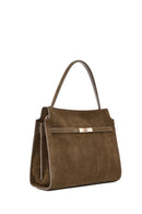 Women's Khaki Long Strap Suede Leather Classic Shoulder Bag | Derimod