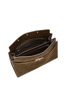 Women's Khaki Long Strap Suede Leather Classic Shoulder Bag | Derimod