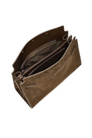Women's Khaki Long Strap Suede Leather Classic Shoulder Bag | Derimod