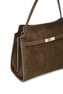 Women's Khaki Long Strap Suede Leather Classic Shoulder Bag | Derimod