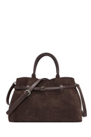 Women's Brown Long Strap Suede Leather Classic Handbag | Derimod