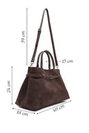 Women's Brown Long Strap Suede Leather Classic Handbag | Derimod