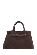 Women's Brown Long Strap Suede Leather Classic Handbag | Derimod