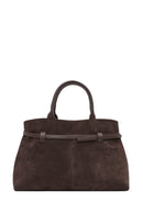 Women's Brown Long Strap Suede Leather Classic Handbag | Derimod
