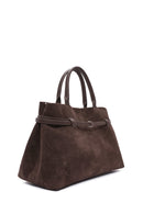 Women's Brown Long Strap Suede Leather Classic Handbag | Derimod