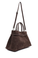 Women's Brown Long Strap Suede Leather Classic Handbag | Derimod