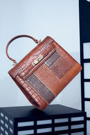 Women's Tan Long Strap Crocodile Handbag | Derimod