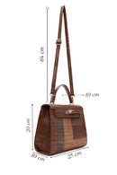 Women's Tan Long Strap Crocodile Handbag | Derimod