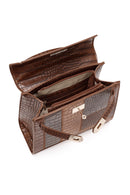 Women's Tan Long Strap Crocodile Handbag | Derimod