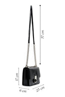Women's Black Chain Strap Patent Leather Crossbody Bag | Derimod