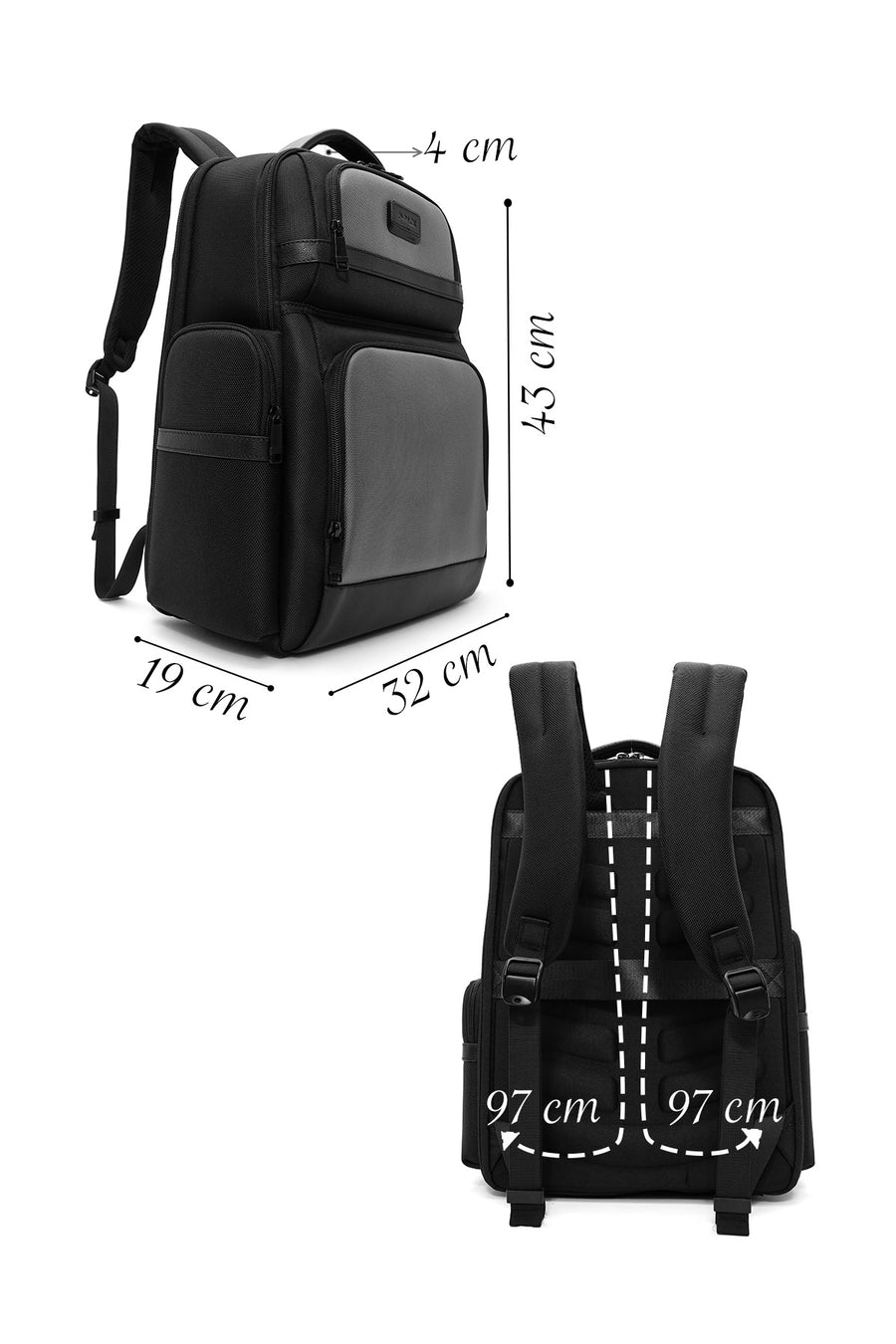 D-Pack Unisex Black Fabric Backpack