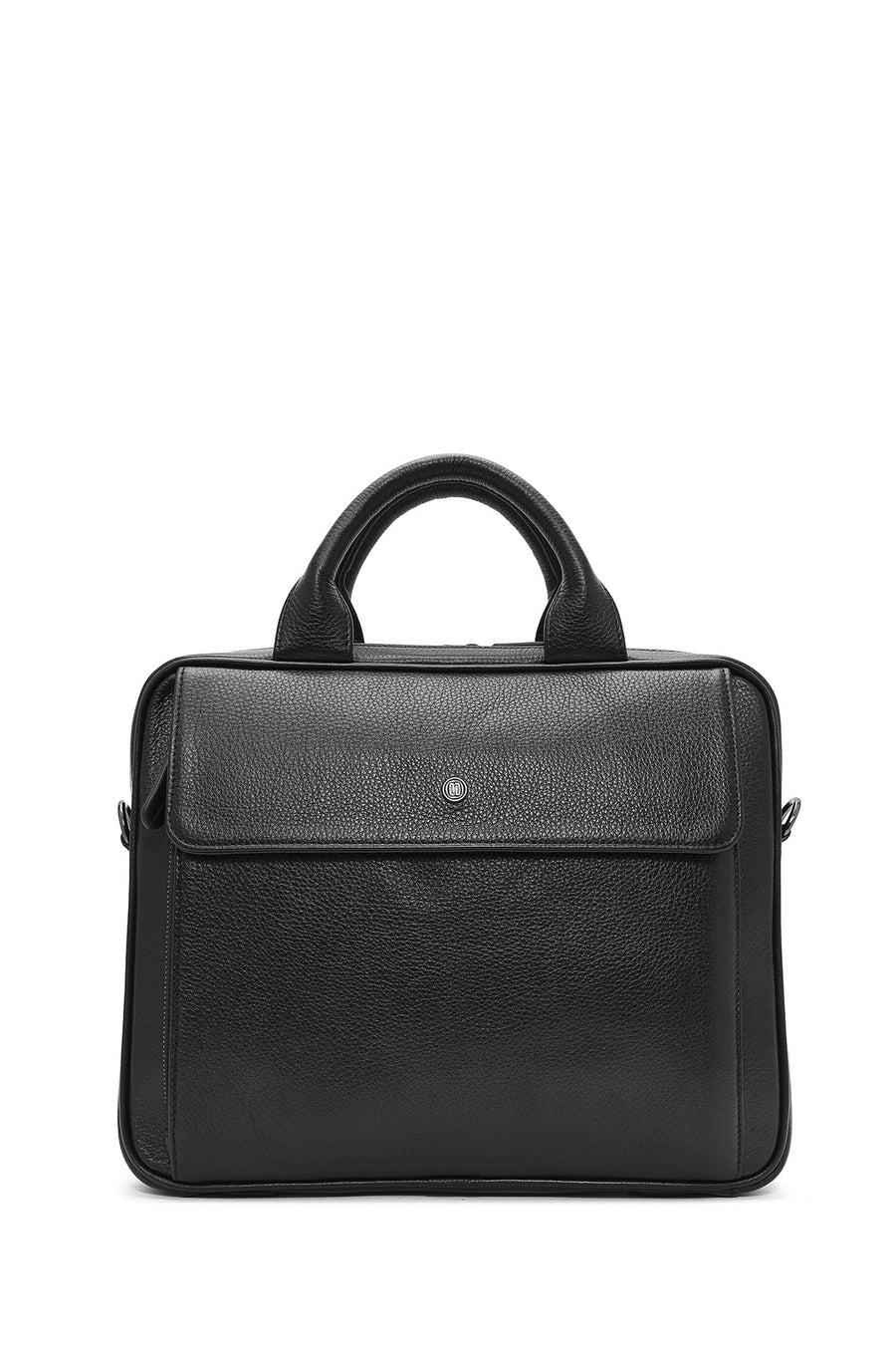 Men's Black Long Strap Leather Briefcase
