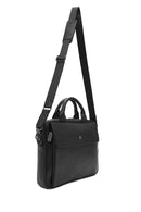 Men's Black Long Strap Leather Briefcase | Derimod