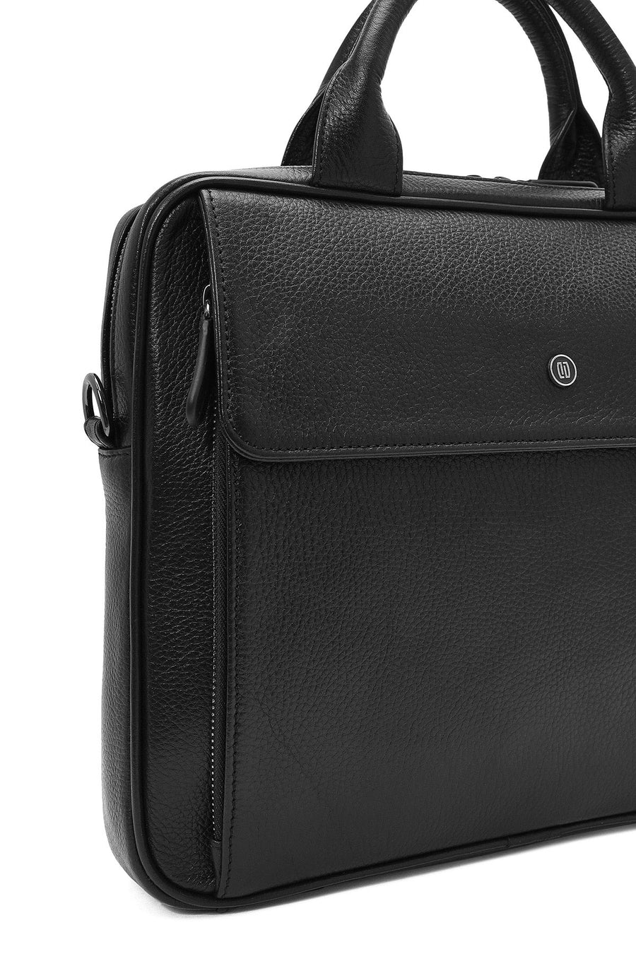 Men's Black Long Strap Leather Briefcase