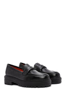 Derimod Gritti Women's Black Leather Masculine Loafer | Derimod