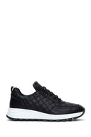Women's Black Lace-Up Quilted Patterned Leather Sneakers | Derimod