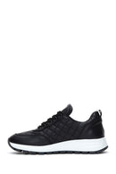 Women's Black Lace-Up Quilted Patterned Leather Sneakers | Derimod