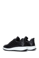 Women's Black Lace-Up Quilted Patterned Leather Sneakers | Derimod