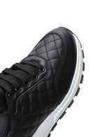 Women's Black Lace-Up Quilted Patterned Leather Sneakers | Derimod