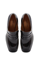 Woman Black Chunky Heels Leather Loafer | Derimod