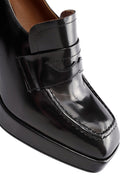 Woman Black Chunky Heels Leather Loafer | Derimod