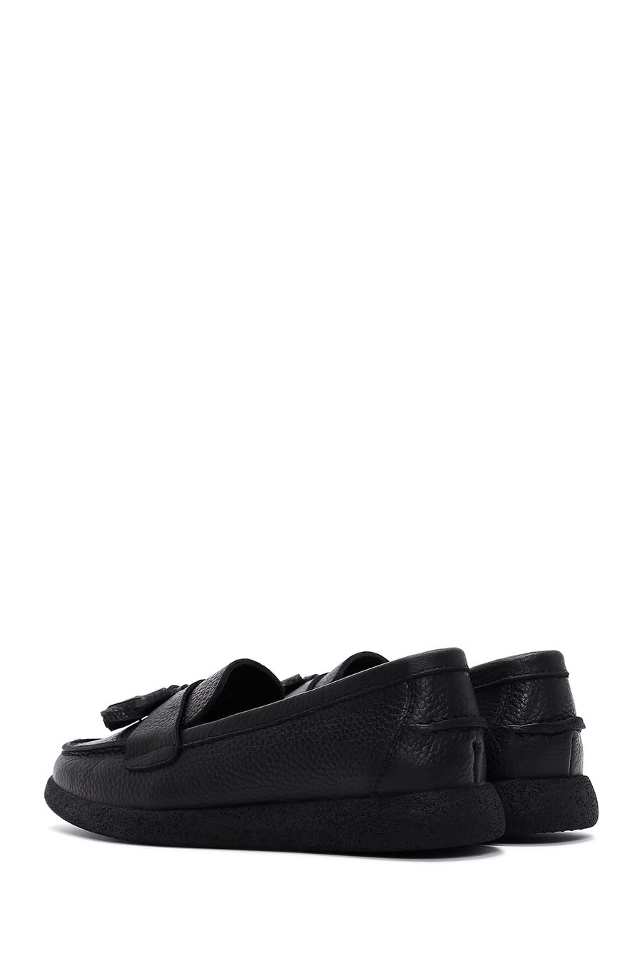 Women's Black Tassel Leather Comfort Loafer