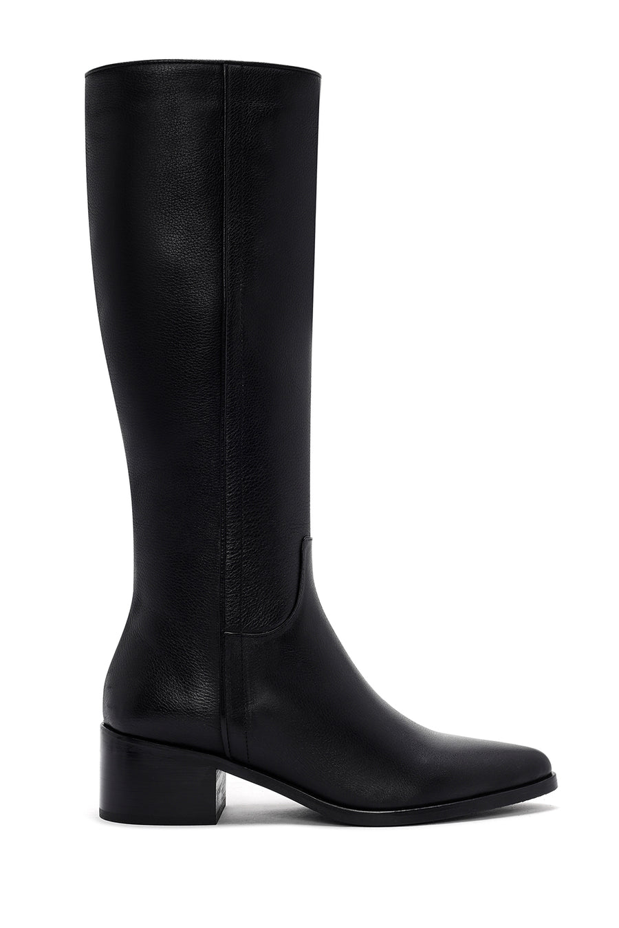 Women's Black Zippered Thick Heel Leather Boots 24WFD153018 | Derimod