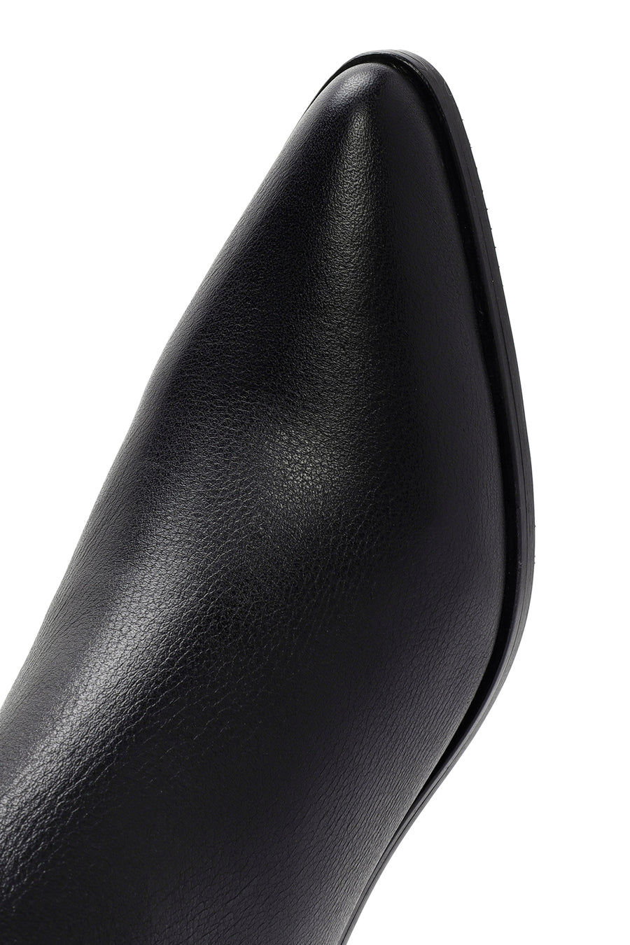 Women's Black Zippered Thick Heel Leather Boots