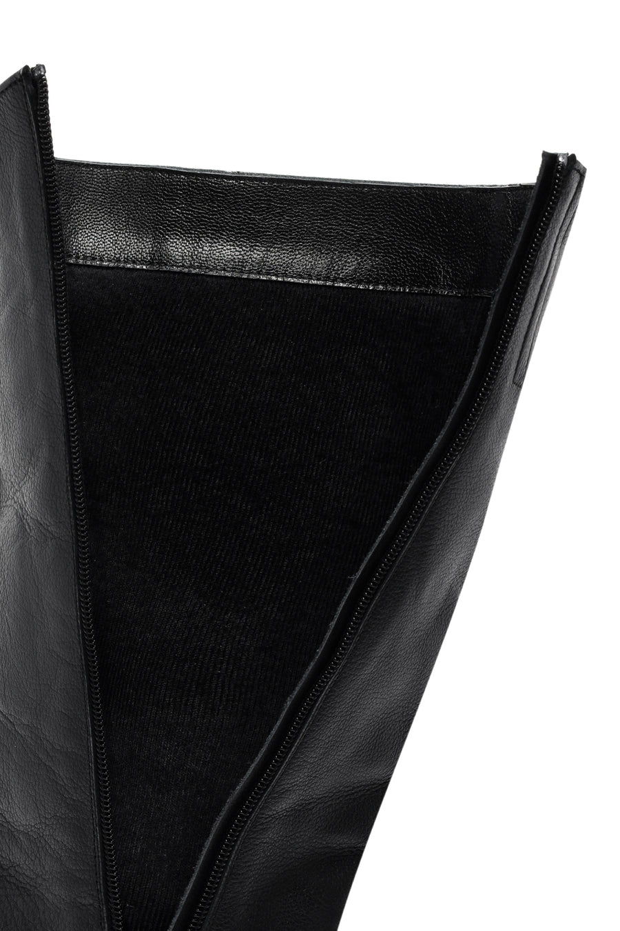 Women's Black Zippered Thick Heel Leather Boots