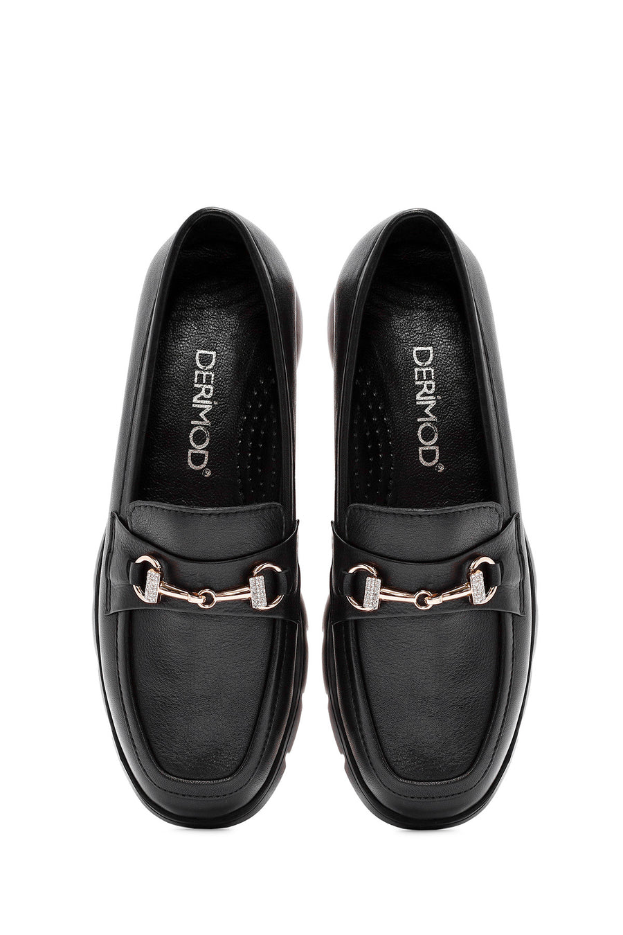Women's Black Buckle Detailed Leather Comfort Loafer