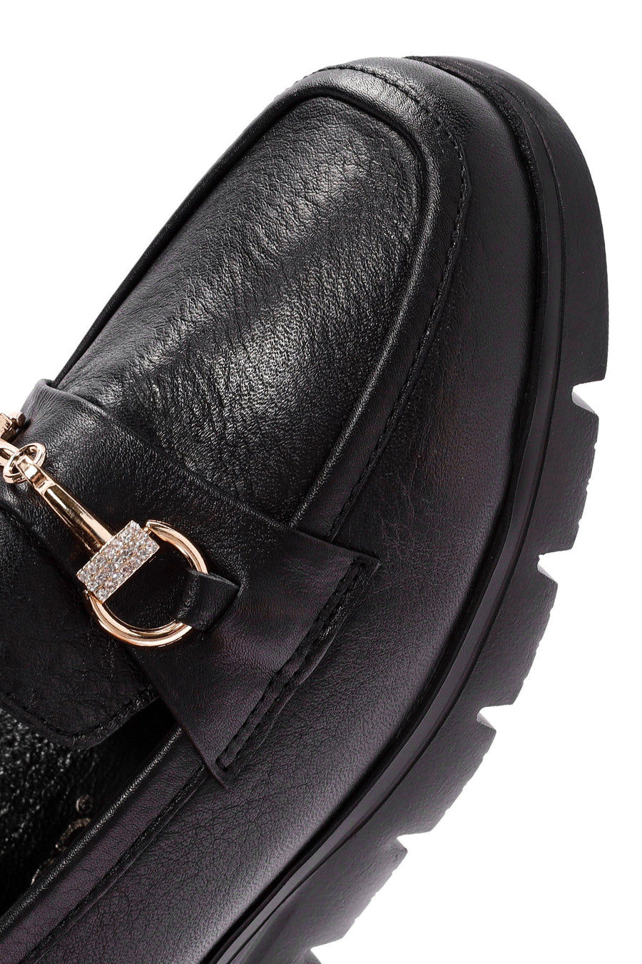 Women's Black Buckle Detailed Leather Comfort Loafer