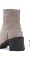 Women's Mink Zippered Thick Heel Suede Leather Boots | Derimod