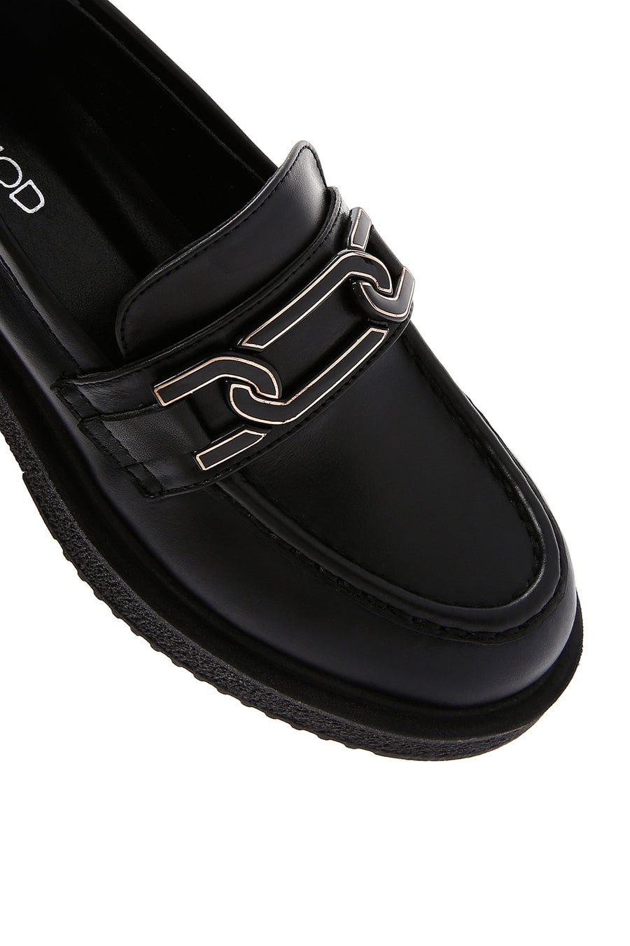 Women's Black Chain Detailed Leather Masculine Loafer