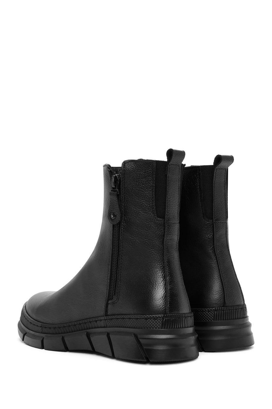Kadın Siyah Fermuarlı Deri Konfor Bot