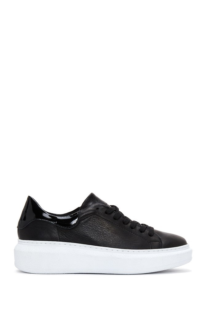 Women's Black Lace-Up Chunky Sole Leather Sneakers 24WFD370114 | Derimod