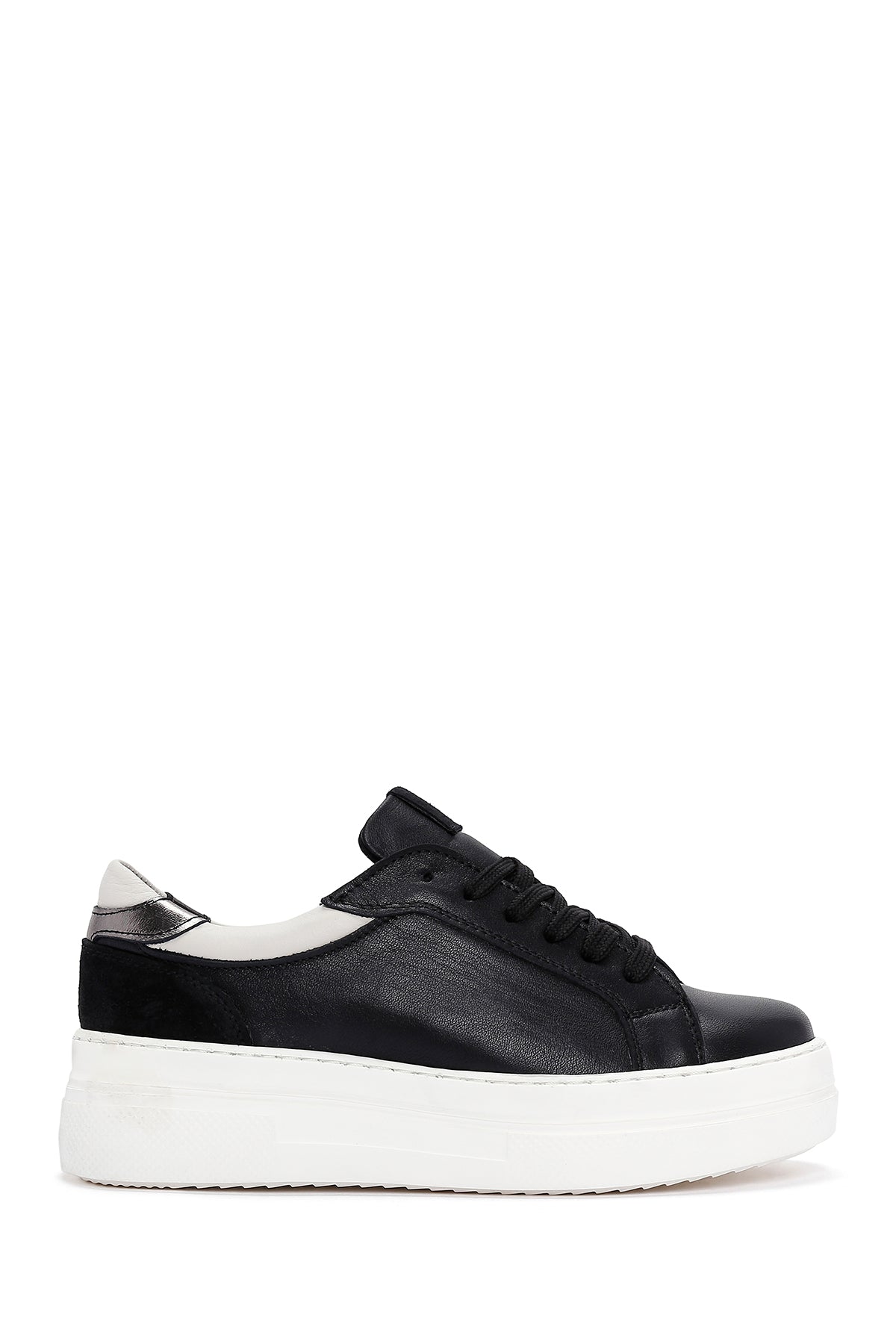 Women's Black Lace-Up High Heel Leather Sneakers 24WFD370318 | Derimod