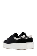 Women's Black Lace-Up High Heel Leather Sneakers | Derimod